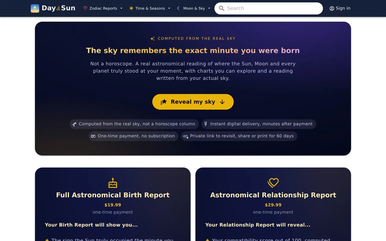 Day and Sun Birth & Relationship Reports
