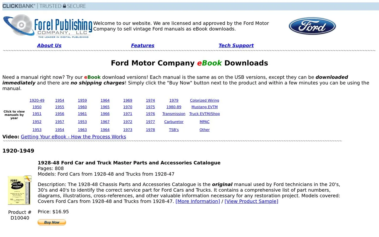 Vintage Ford Shop Manuals & Parts Catalogs (eBook)