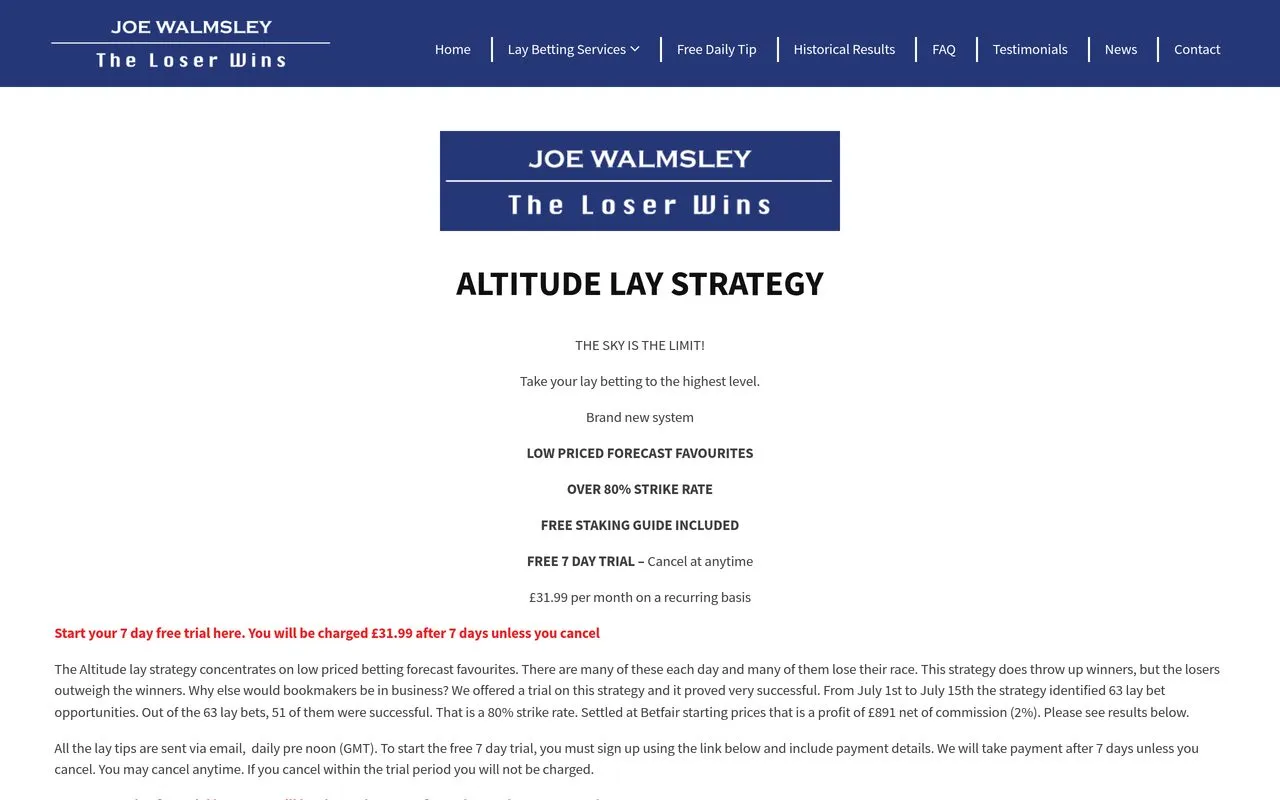 Altitude Lay Strategy (Joe Walmsley)