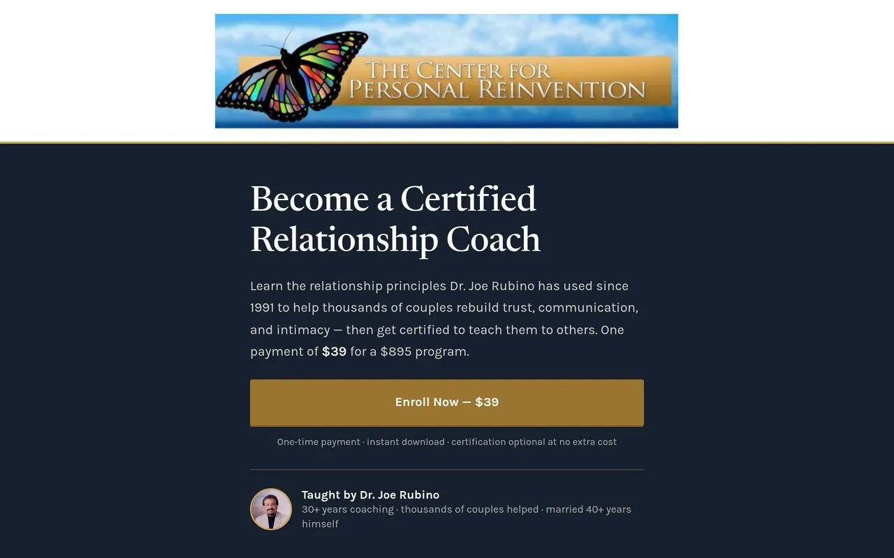 Become a Certified Relationship Coach (Dr. Joe Rubino)