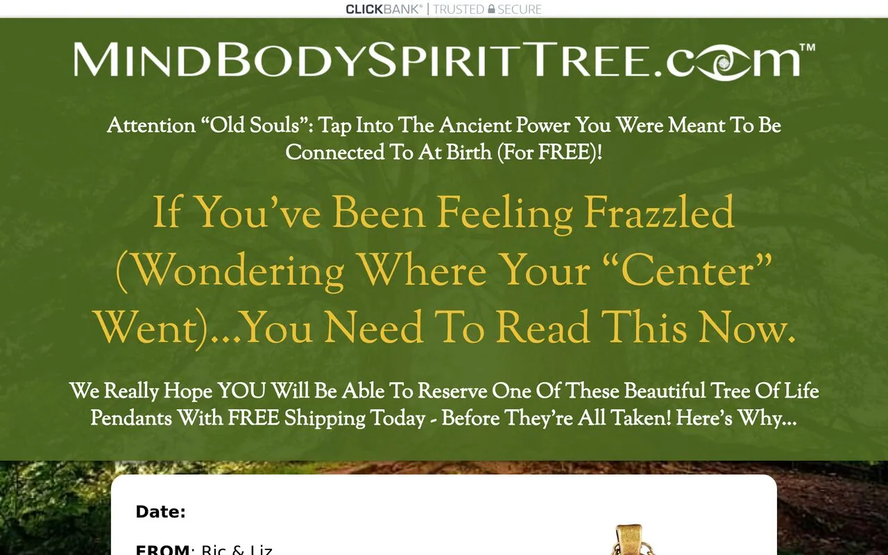 Mind Body Spirit Tree of Life Pendant