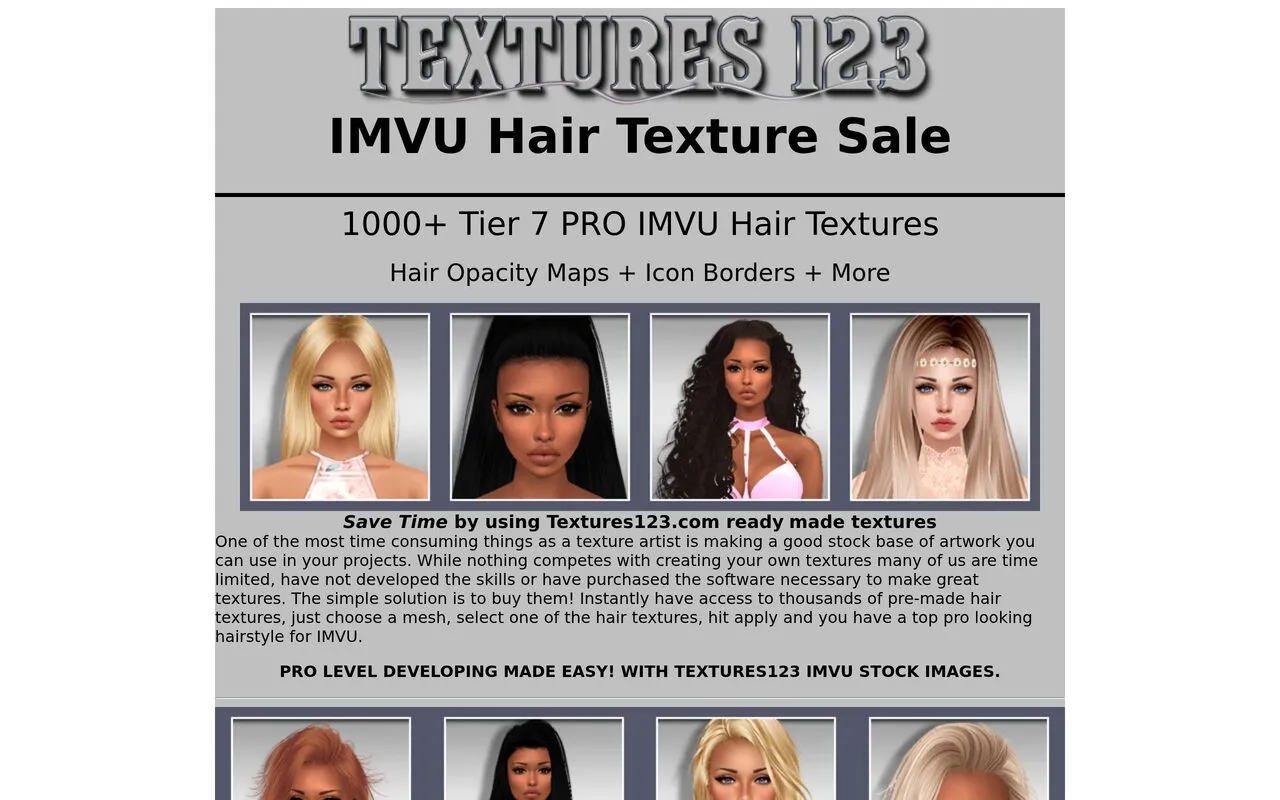 Textures123 IMVU Hair Texture Pack