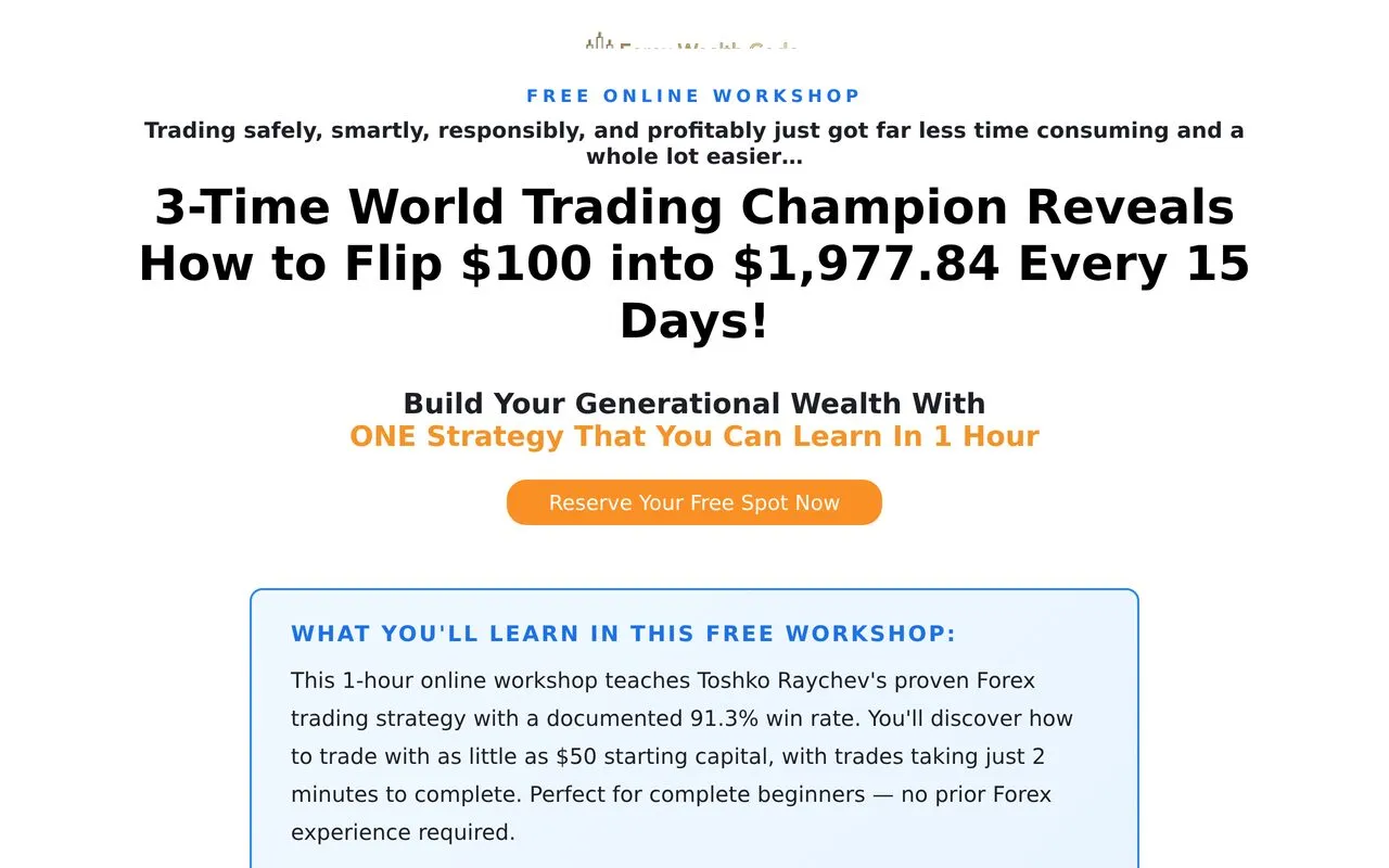 Forex Wealth Code Workshop (Toshko Raychev)