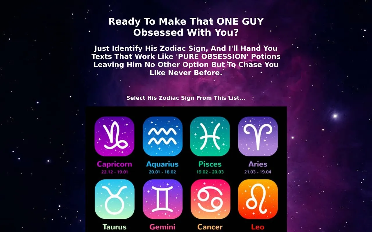 Select His Zodiac (astrology texting guide)